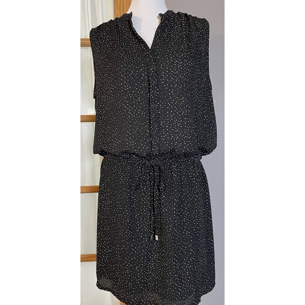 Dahlia Women's Drop Waist Mini Dress Sz L Black White Dots Whimsigoth Beach